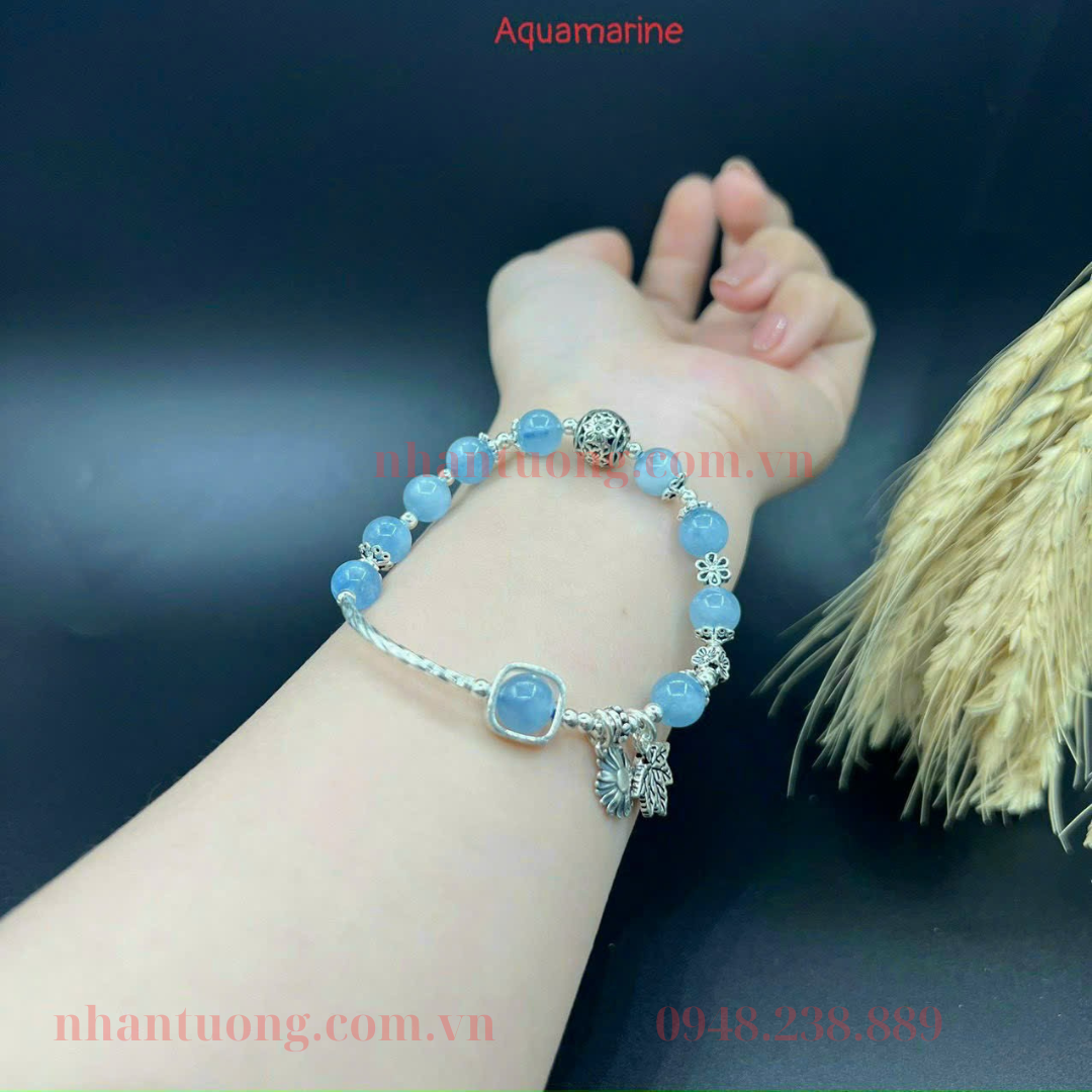 Vòng tay đá aquamarine 